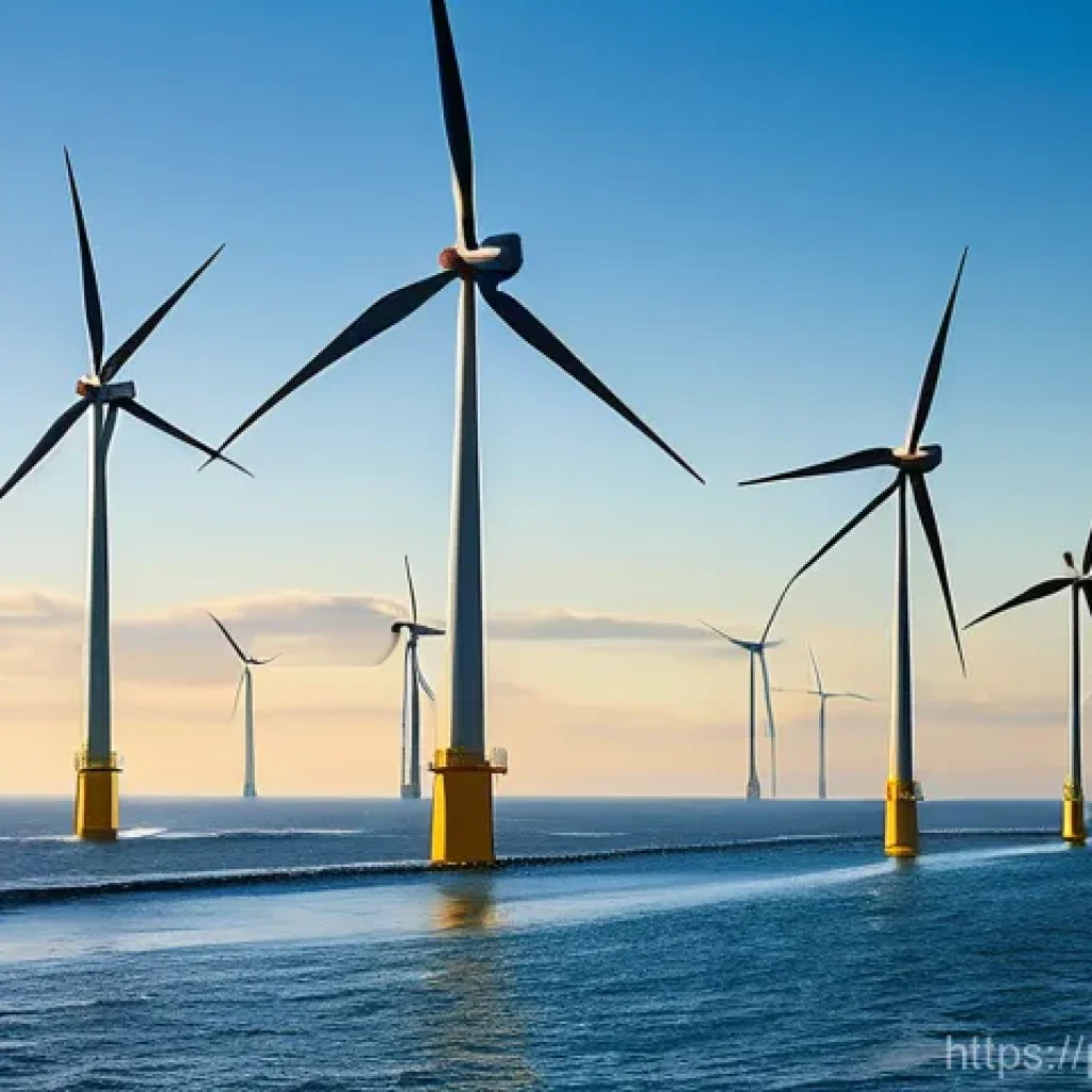 해양공학 해양 파랑 해석 - **Prompt:** A futuristic, sleek wave energy converter gracefully operating in the vast Atlantic Ocea...