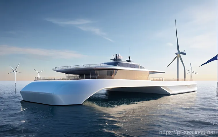 해양공학 해양 구조물 시공 - **Sustainable Offshore Wind Innovation:**
    A vibrant, realistic depiction of a near-future offsho...