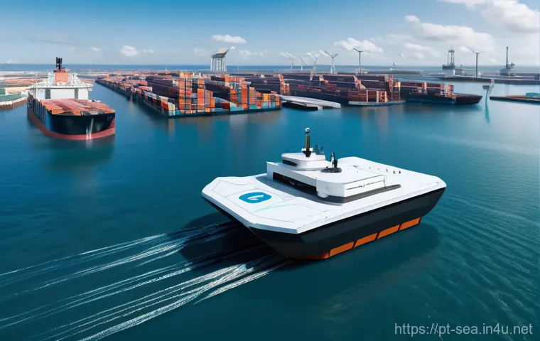 해양공학 해양 구조물 시공 - **Sustainable Offshore Wind Innovation:**
    A vibrant, realistic depiction of a near-future offsho...