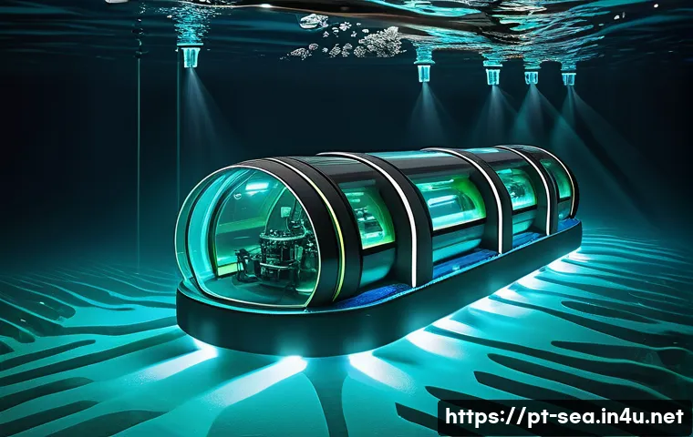 해양공학 해양 수중 통신 시스템 - **Prompt 1: "The Silent Revolution in the Depths: Li-Fi and AUVs Interconnected"**
    "An intricate...